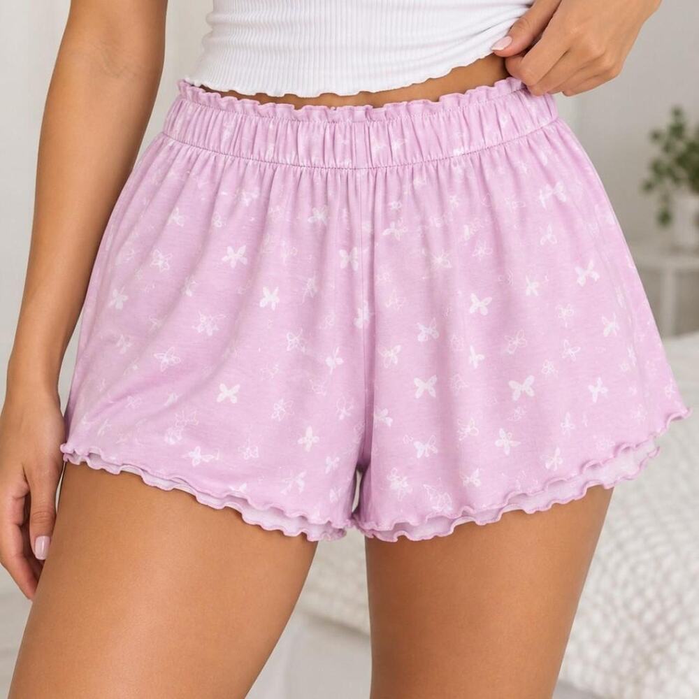 Pink shorts with white butterfly